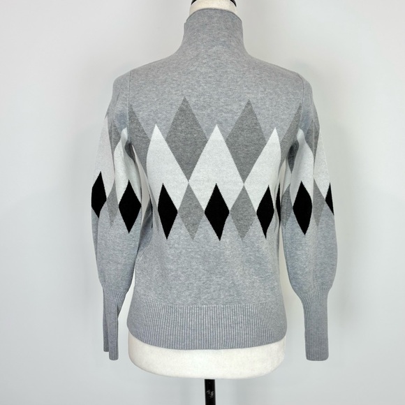 Rachel Zoe grey argyle mock neck sweater - Picture 5 of 7